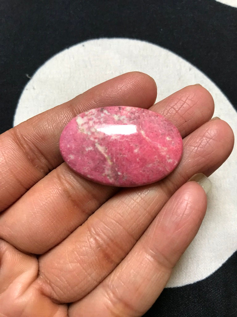 Thumbnail: Thulite Cabochon 1 Piece Size 34 MM Approx