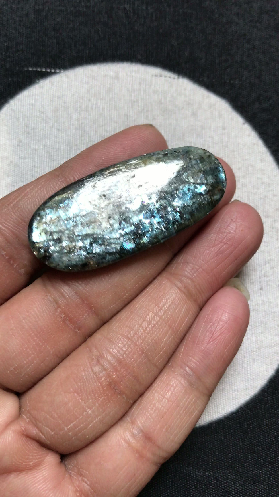 Миниатюра: Blue Kyanite Power Flash Cabochon 1 Piece Size 44 MM Approx