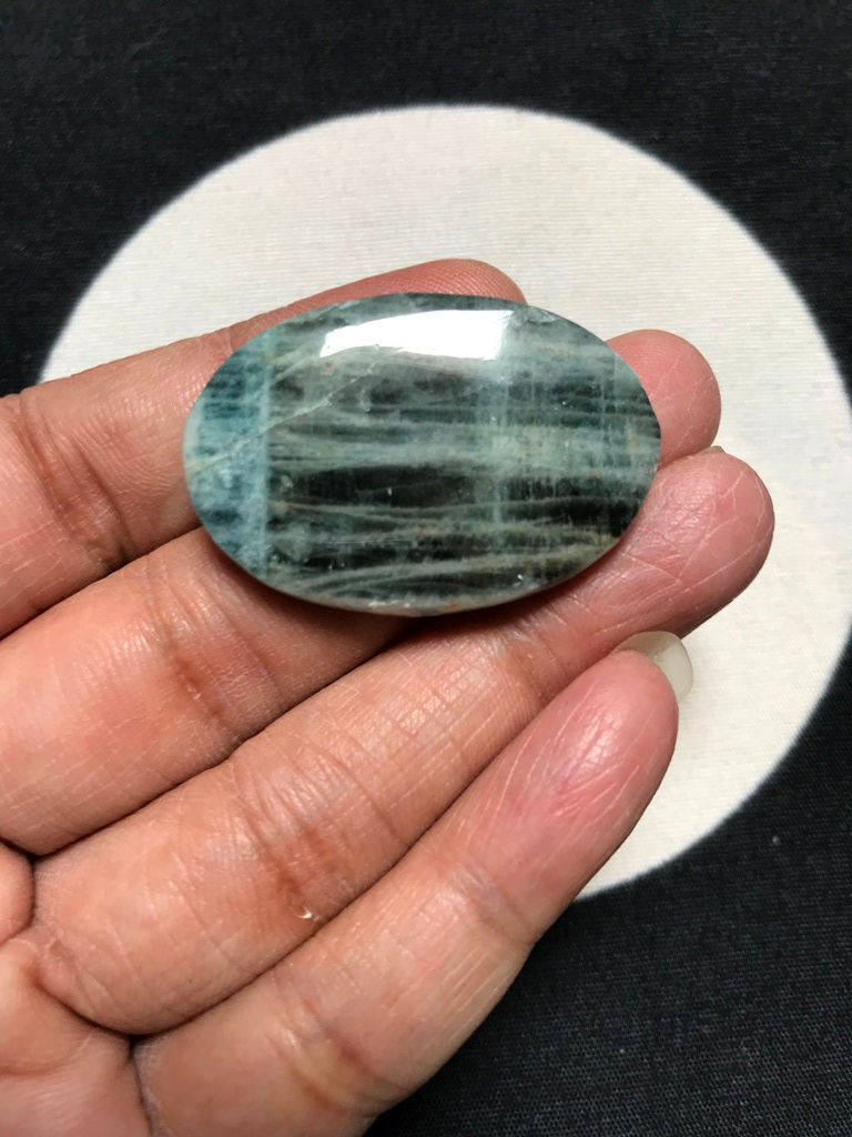 Miniatura: Moss Aquamarine Cabochon 1 Piece Size 37 MM Approx