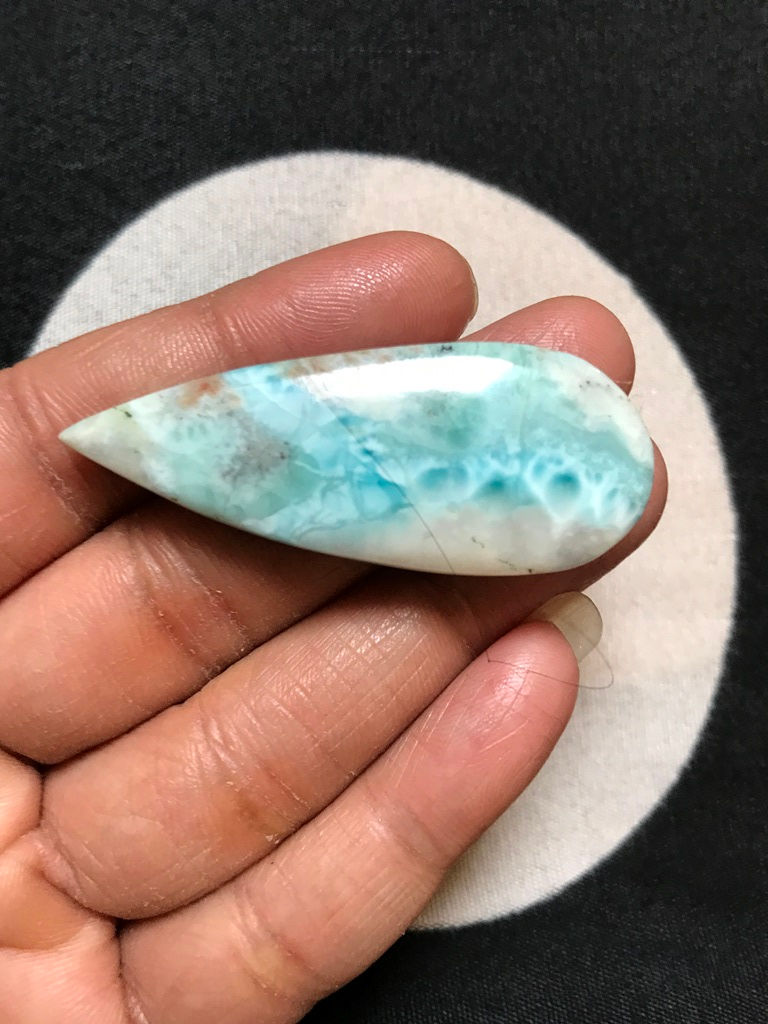 Thumbnail: Larimar Cabochon 1 Piece Size 51 MM Approx