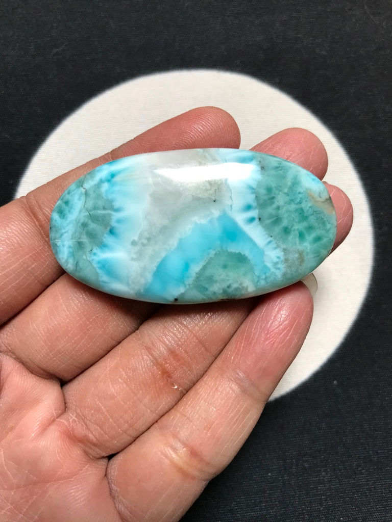 Thumbnail: Natural Larimar Cabochon 1 Piece Size 53 MM Approx