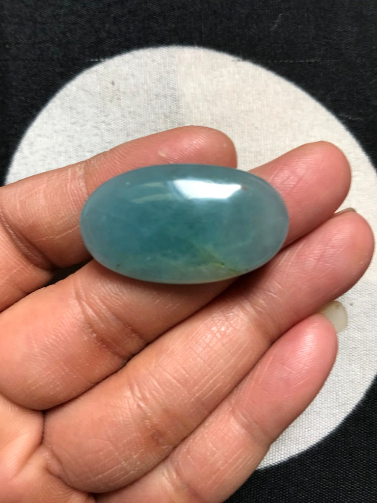 Miniature : Aquamarine Cabochon 1 Piece Size 33 MM Approx