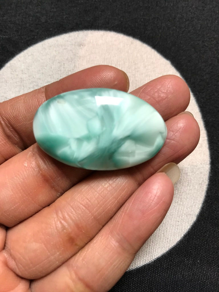 Miniature : Man Made Hemimorphite Cabochon 1 Piece Size 38 MM APPROX
