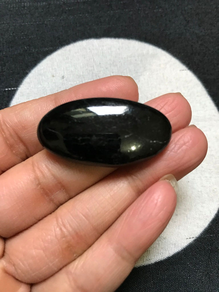 Миниатюра: Black Tourmaline Cabochon 1 Piece Size 37 MM Approx