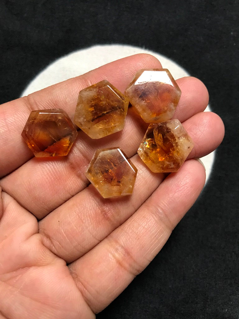 Natural Citrine Slice 5 Piece Size 17-14 MM APPROX
