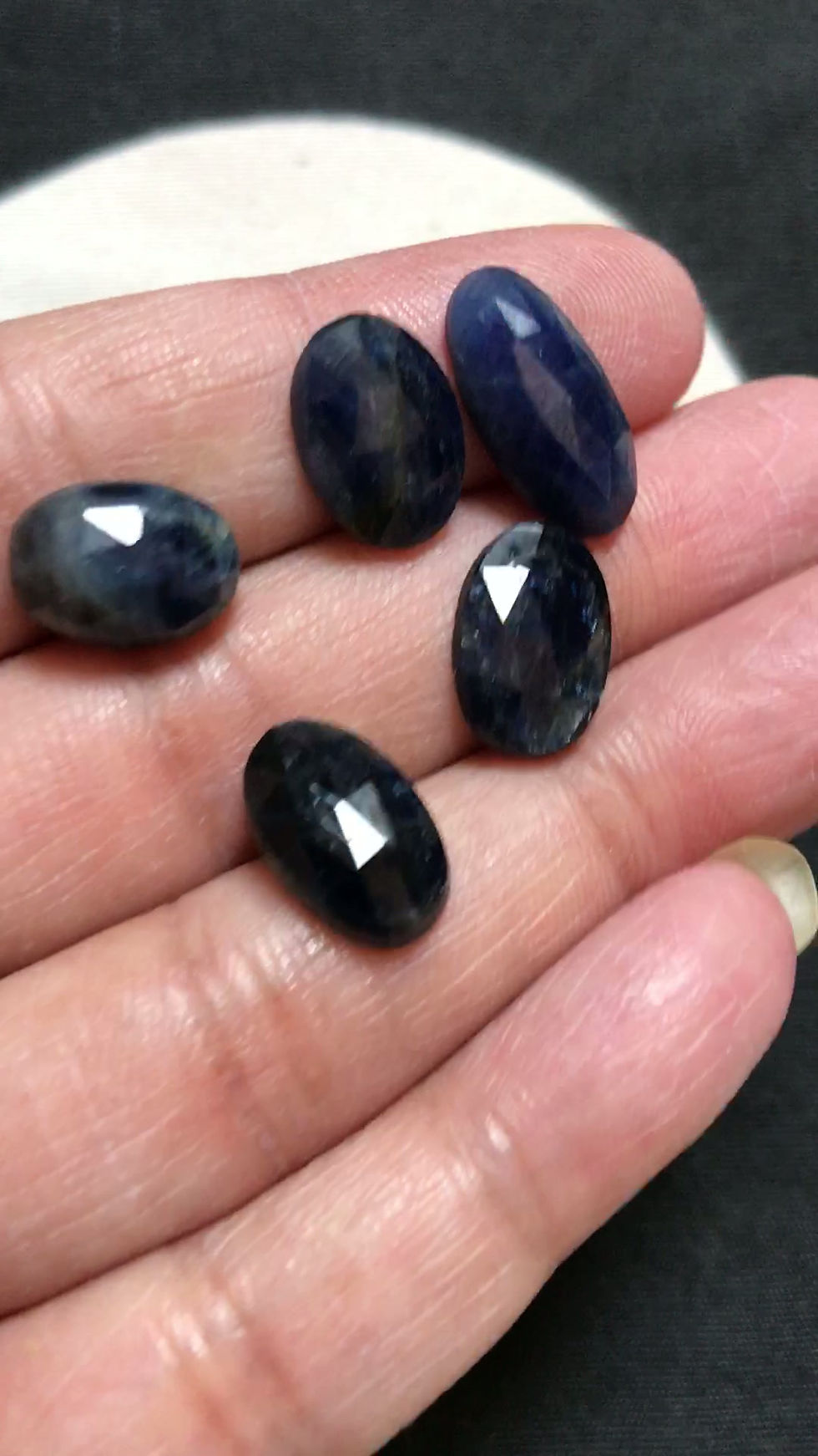 Thumbnail: Blue Sapphire  Faceted Cabochon 5 Piece Size 17-12 MM Approx