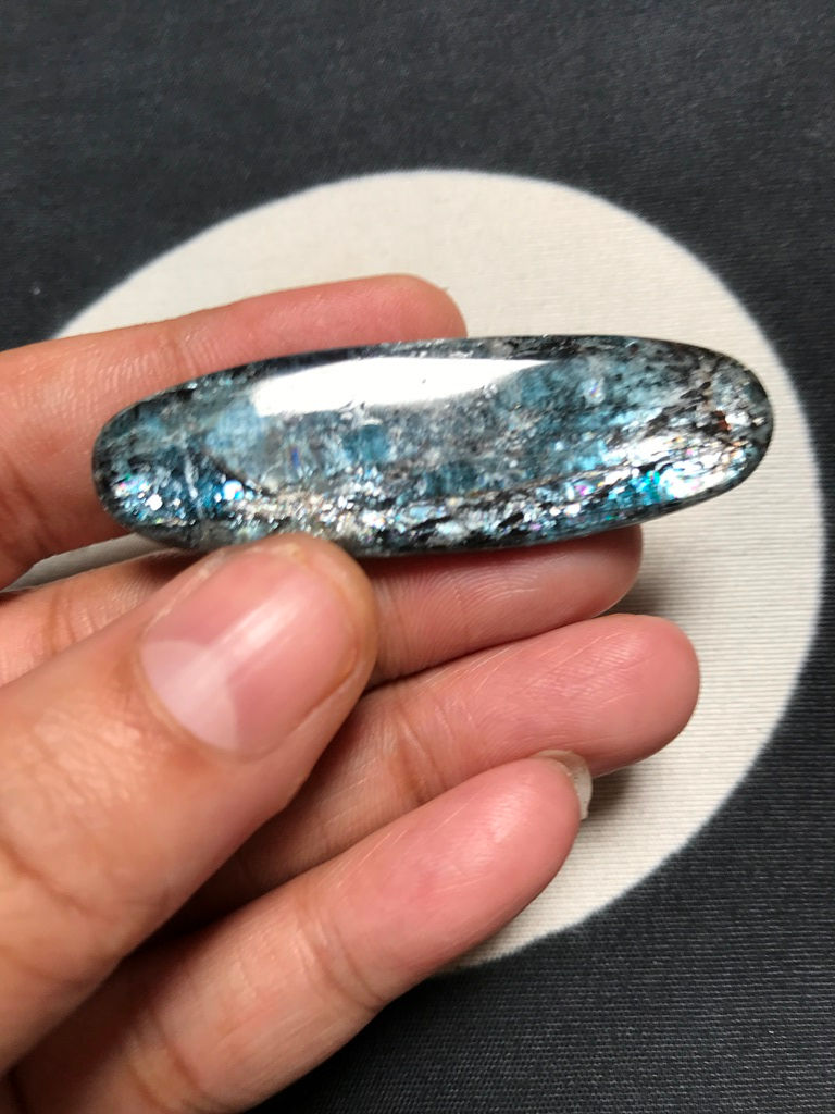 Thumbnail: Moss Kyanite Cabochon 1 Piece Size 55 MM Approx