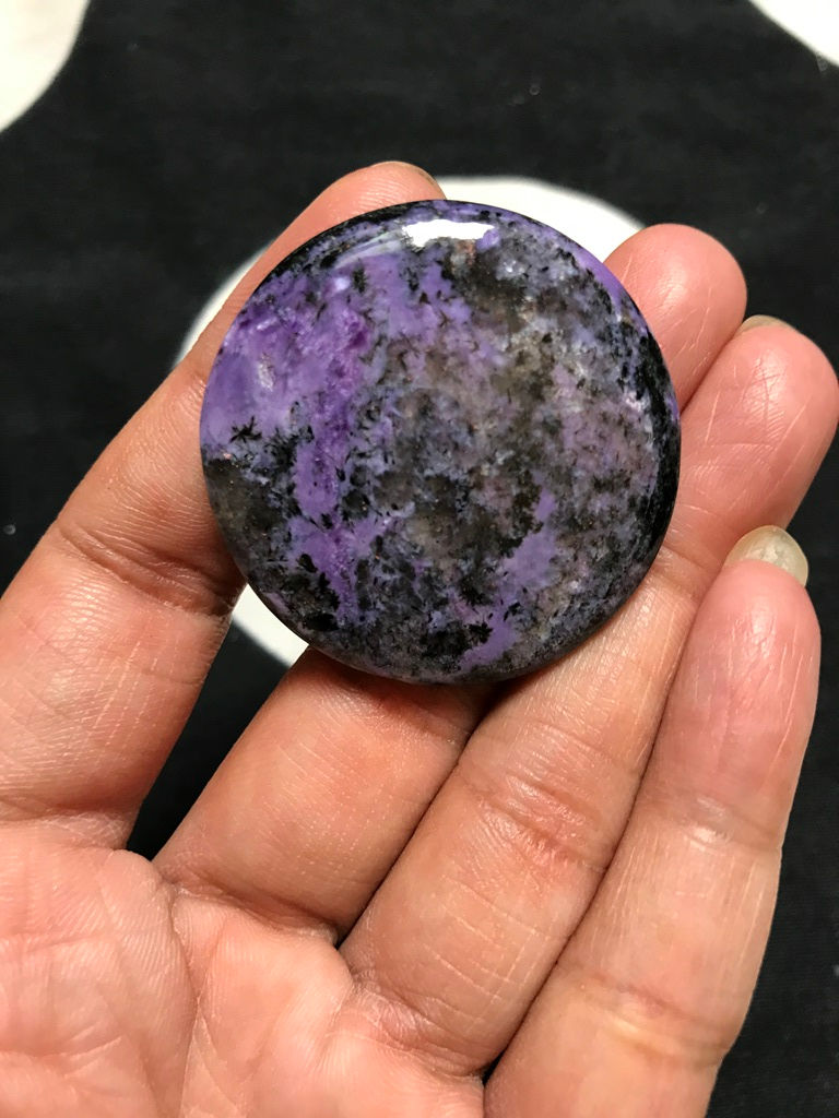 Thumbnail: Charoite Cabochon 1 Piece Size 40 MM Approx