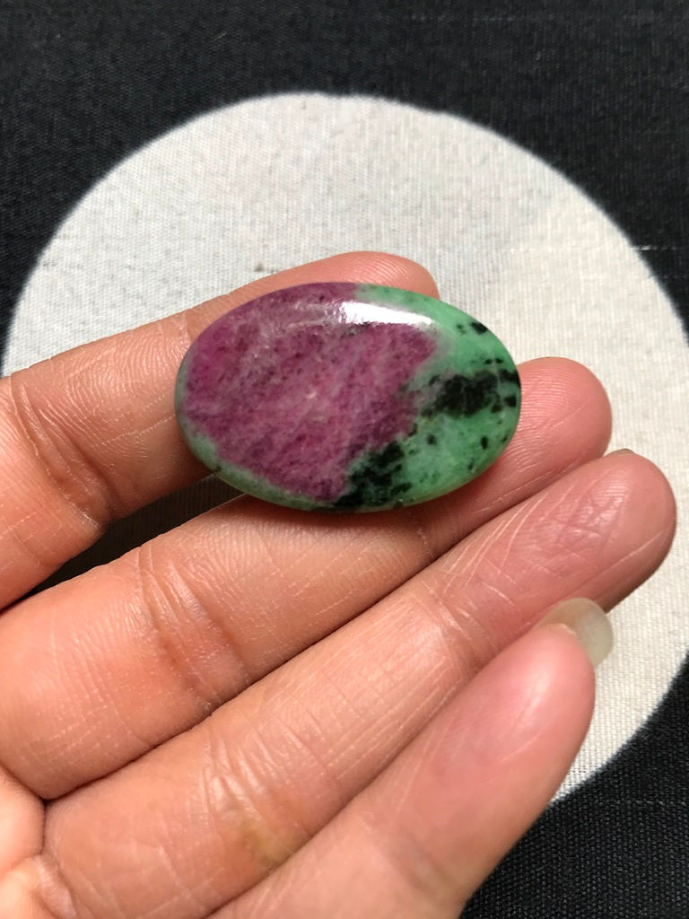 Thumbnail: Ruby Zosite Cabochon 1 Piece Size 32 MM Approx