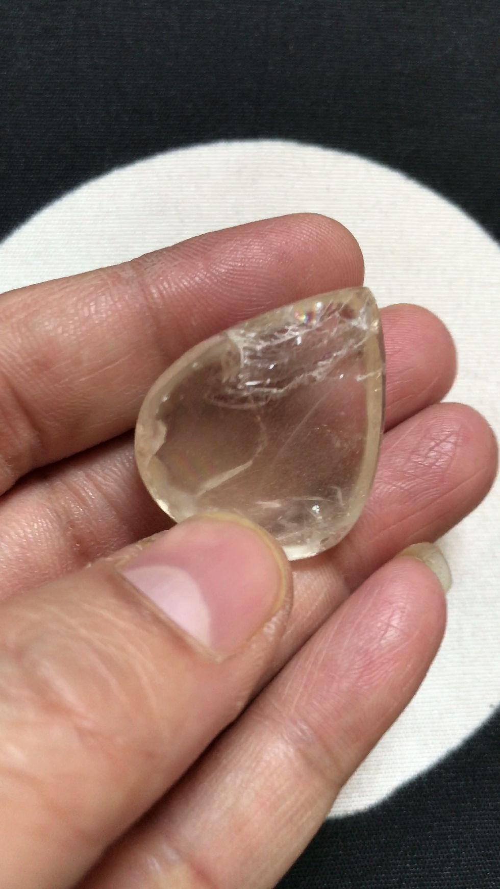 Thumbnail: White Topaz Rainbow  Sparkle   Cabochon 1 Piece Size 30 MM Approx