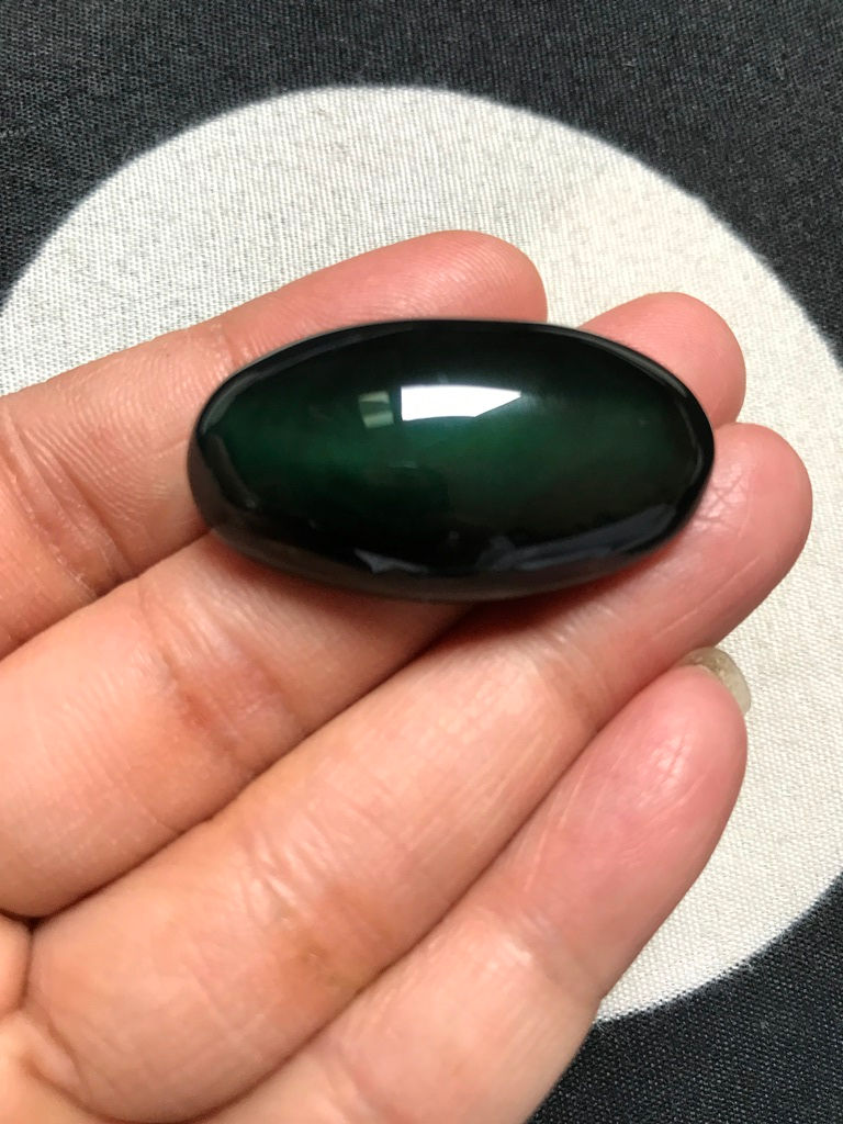 サムネイル： Black Obsidian Cabochon 1 Piece Size 37 MM Approx