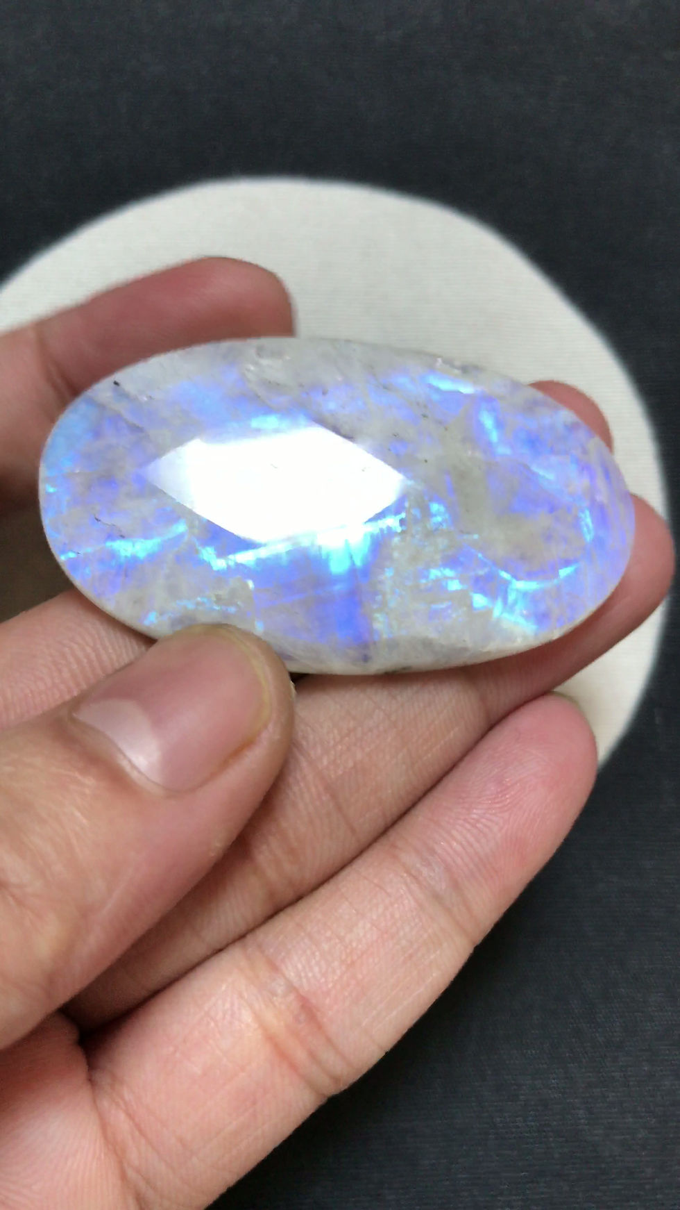Thumbnail: Rainbow Moonstone Faceted Cabochon 1 Piece Size 67 MM Approx