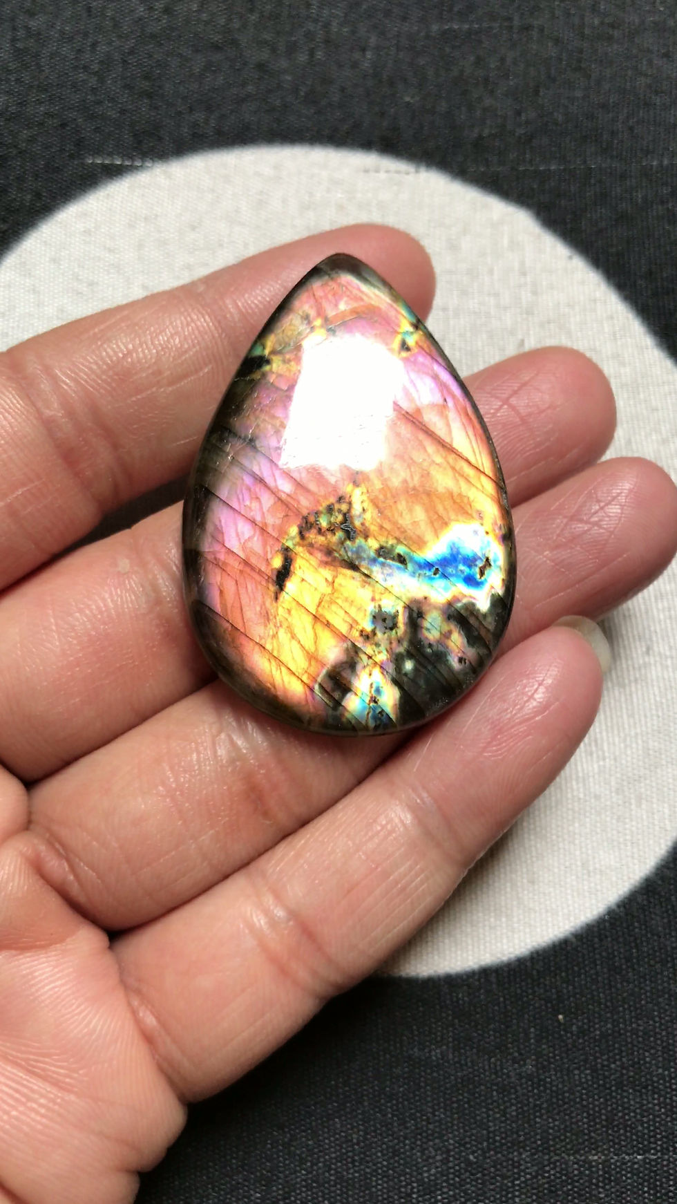Miniature : Labradorite Cabochon 1 Piece Size 47 MM Approx