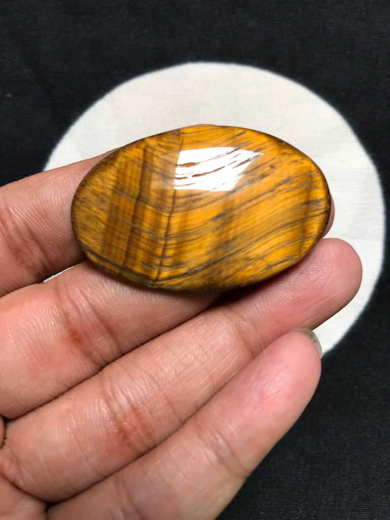 サムネイル： Tiger Eye Cabochon 1 Piece Size 43 MM Approx