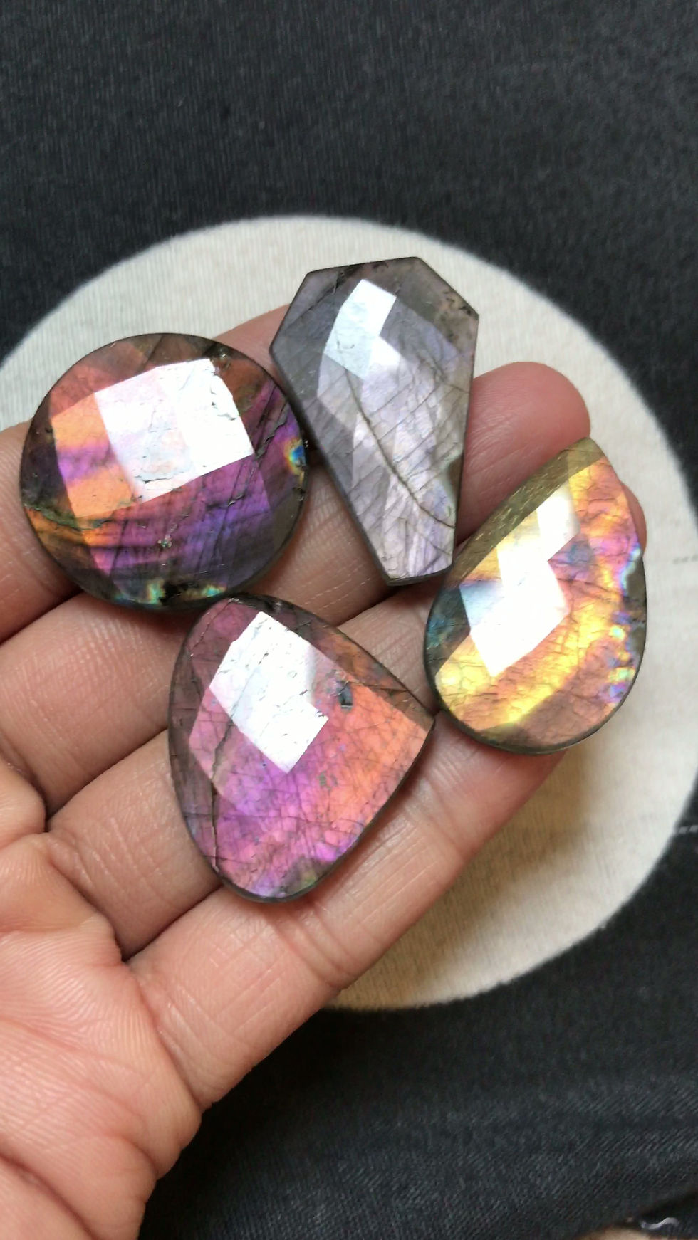 Миниатюра: Labradorite Faceted Cabochon 4 Piece Size 34-25 MM Approx