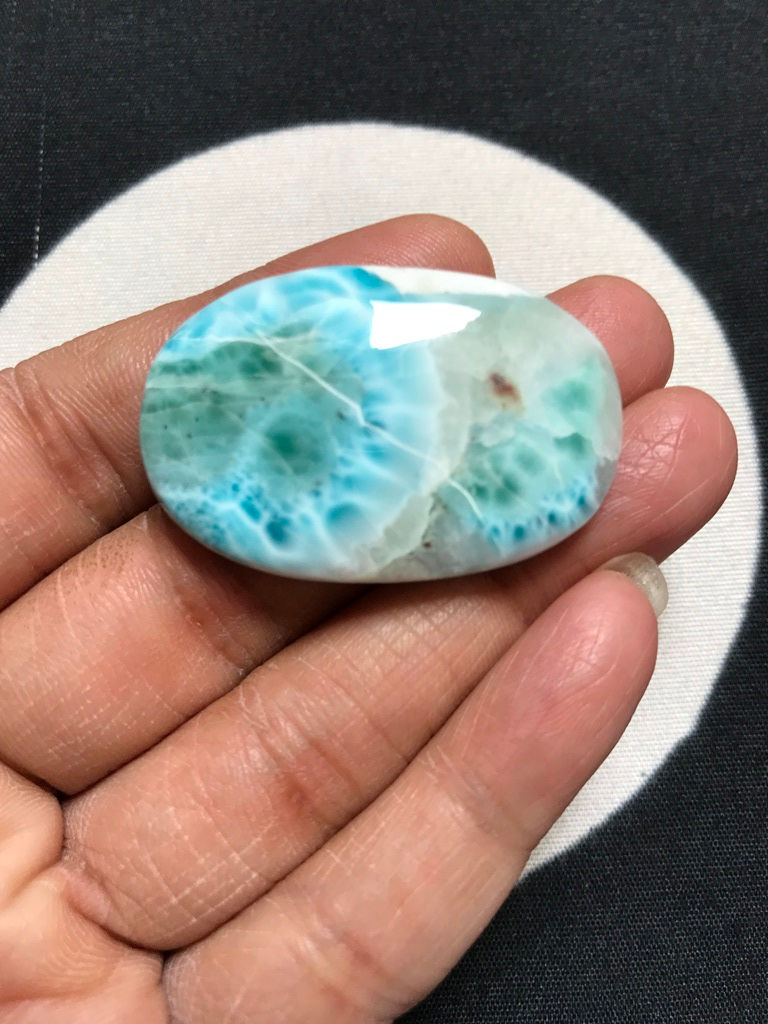 サムネイル： Natural Larimar Cabochon 1 Piece Size 40 MM Approx
