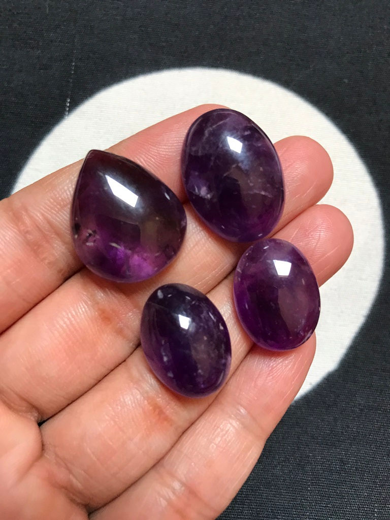 Amethyst Cabochon 4 Piece Size 23-20 MM Approx