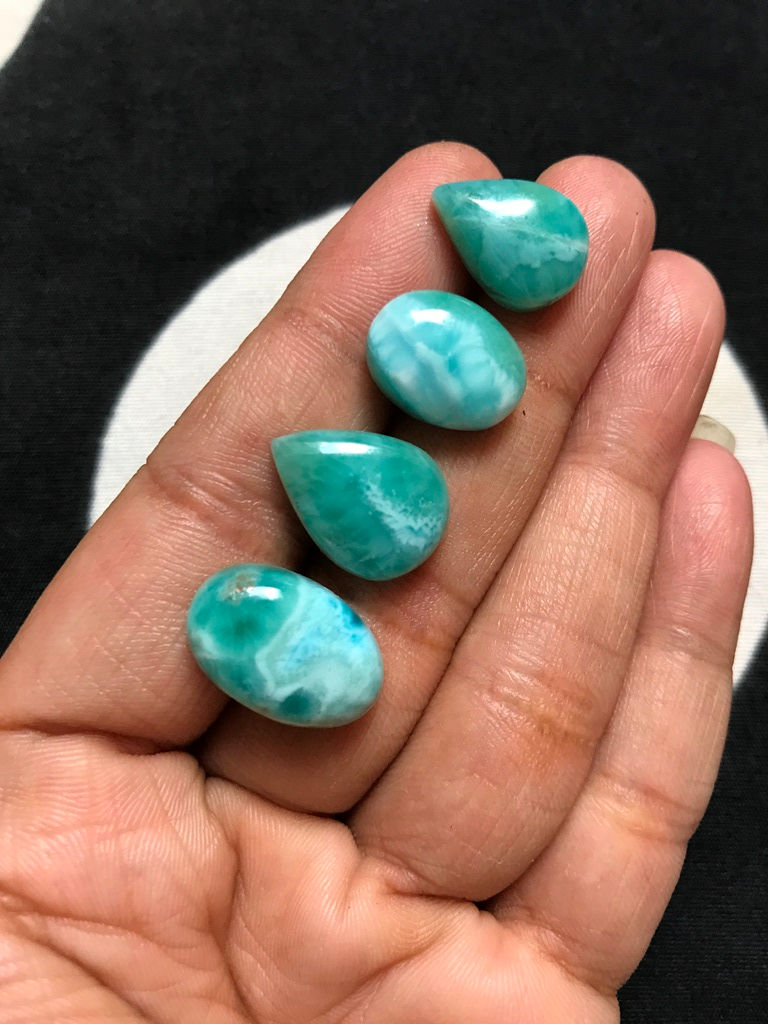 Миниатюра: Larimar Cabochon 4 Piece Size 18-15 MM Approx