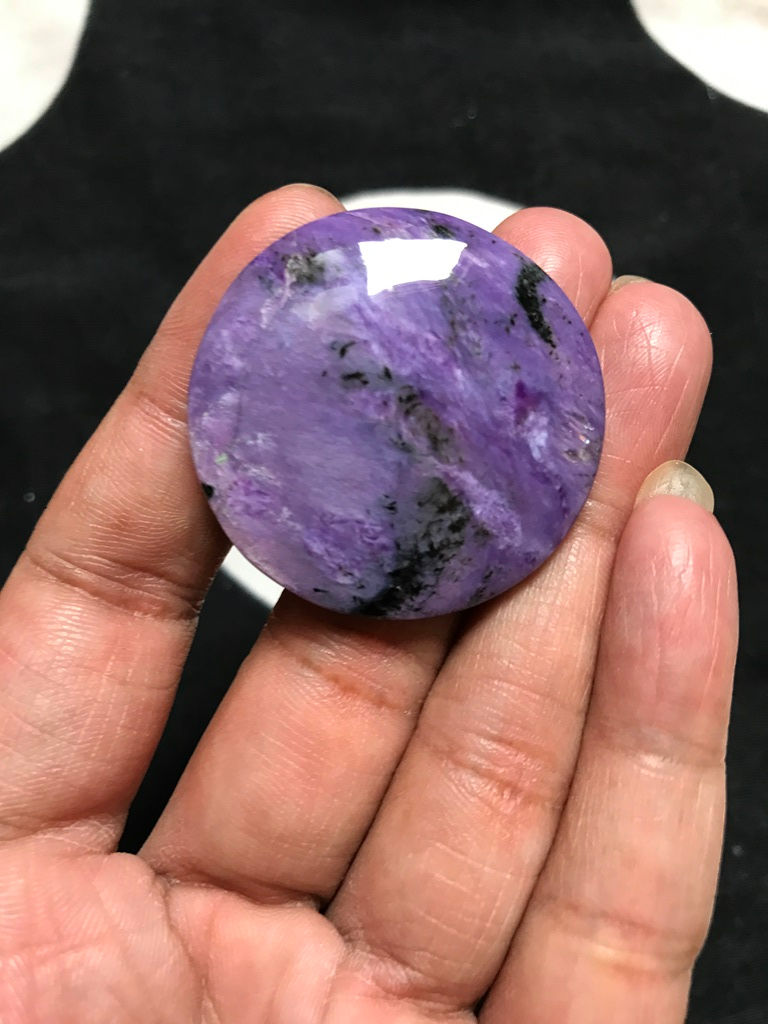 縮圖：Charoite Cabochon 1 Piece Size 37 MM Approx