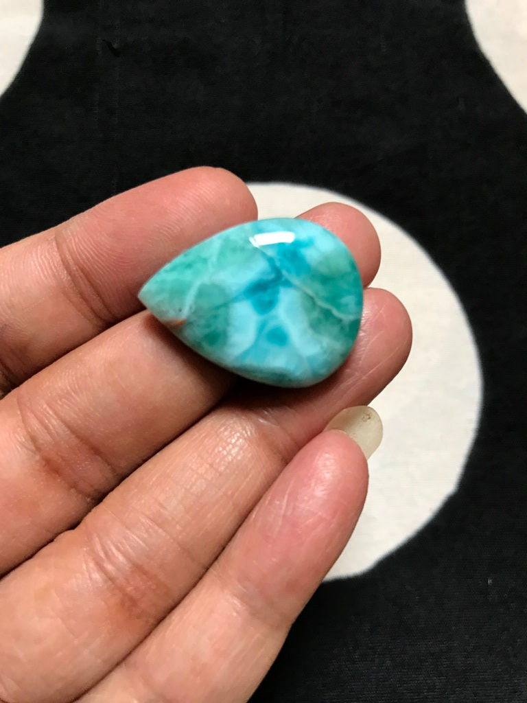 Miniature : Natural Larimar Cabochon 1 Piece Size 27 MM Approx