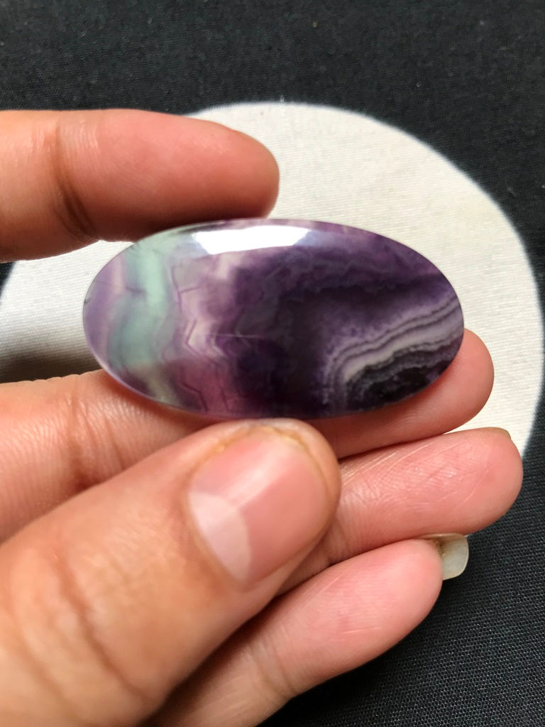 サムネイル： Fluorite  Cabochon 1 Piece Size 44 MM Approx