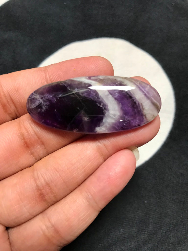 Miniature : Amethyst Cabochon 1 Piece Size 46 MM Approx