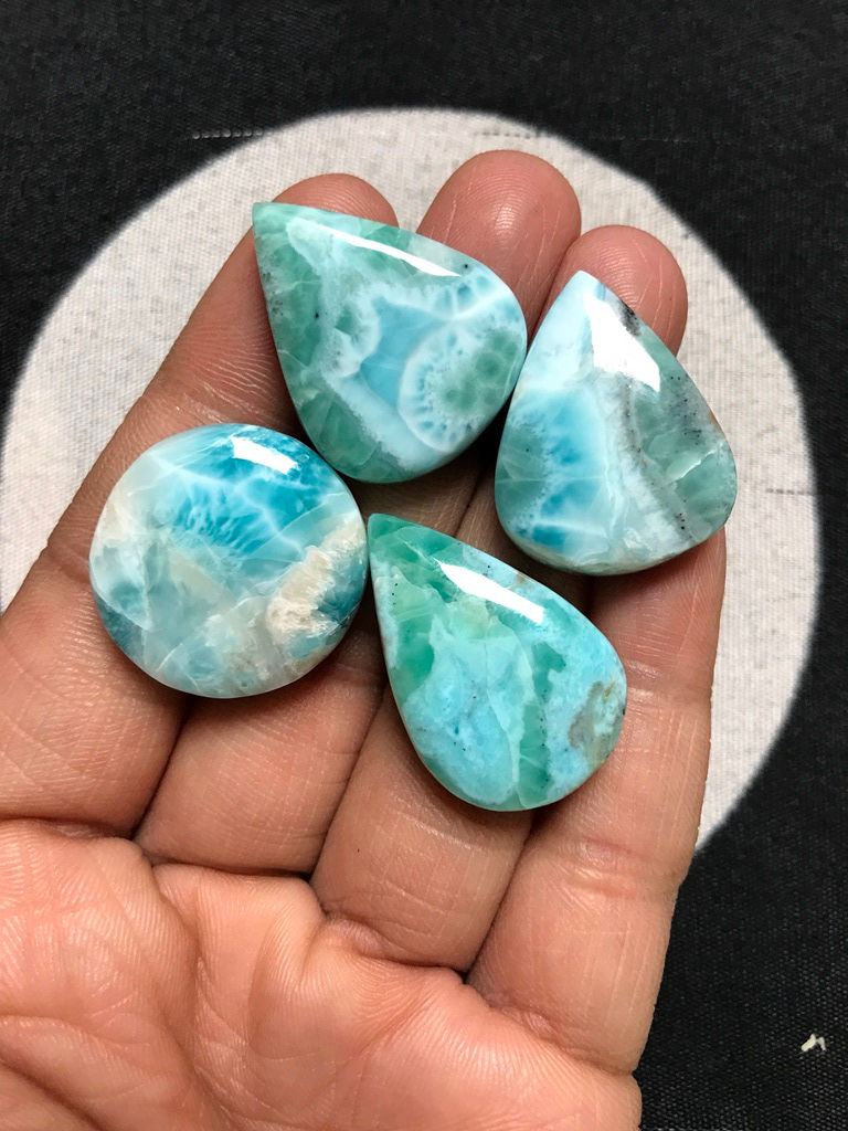 Миниатюра: Larimar Cabochon 4 Piece Size 29-23 MM Approx