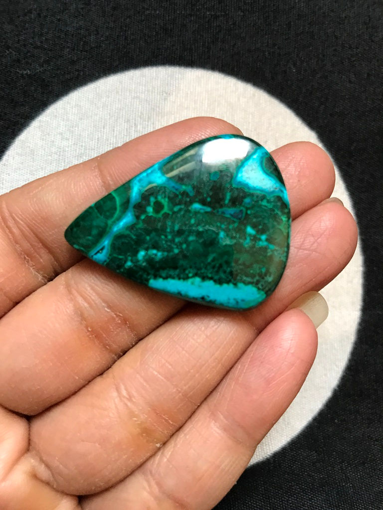 Thumbnail: Malachite With Chrysocolla Cabochon 1 Piece Size 37 MM Approx