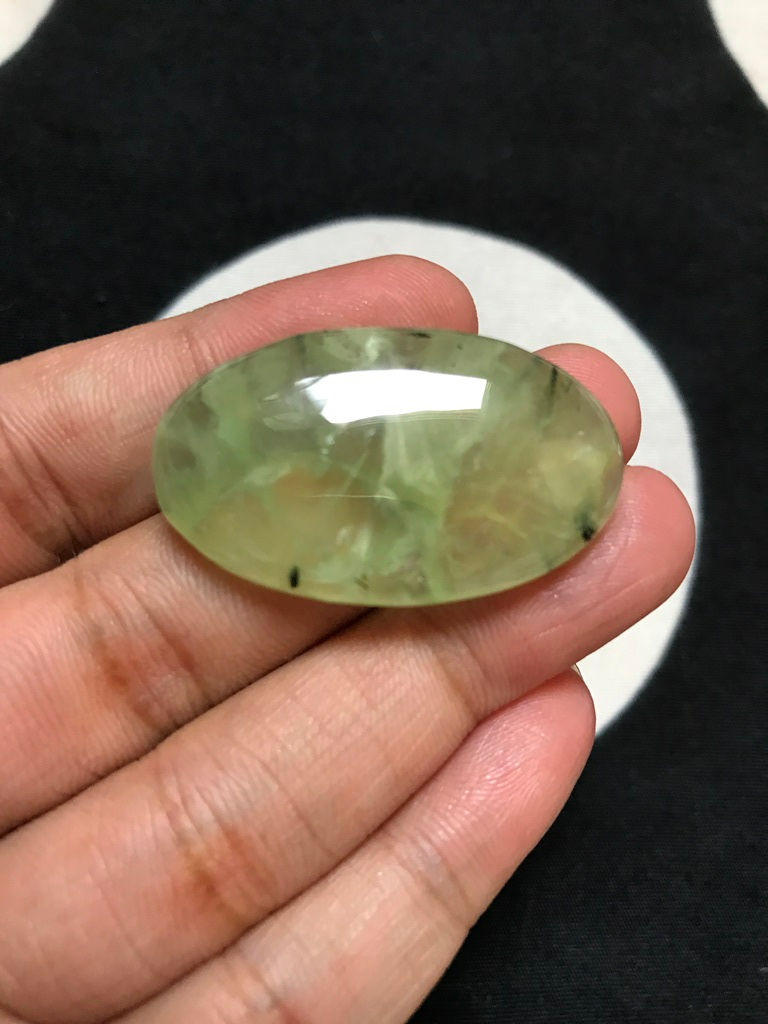 Thumbnail: Prehnite Cabochons 1 Piece Size 38 MM Approx