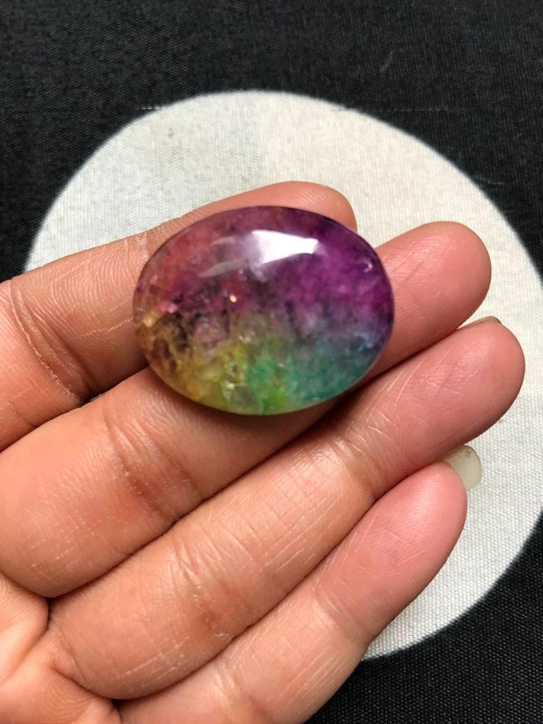 縮圖：Rainbow Solar Quartz Cabochon 1 Piece Size 30 MM Approx