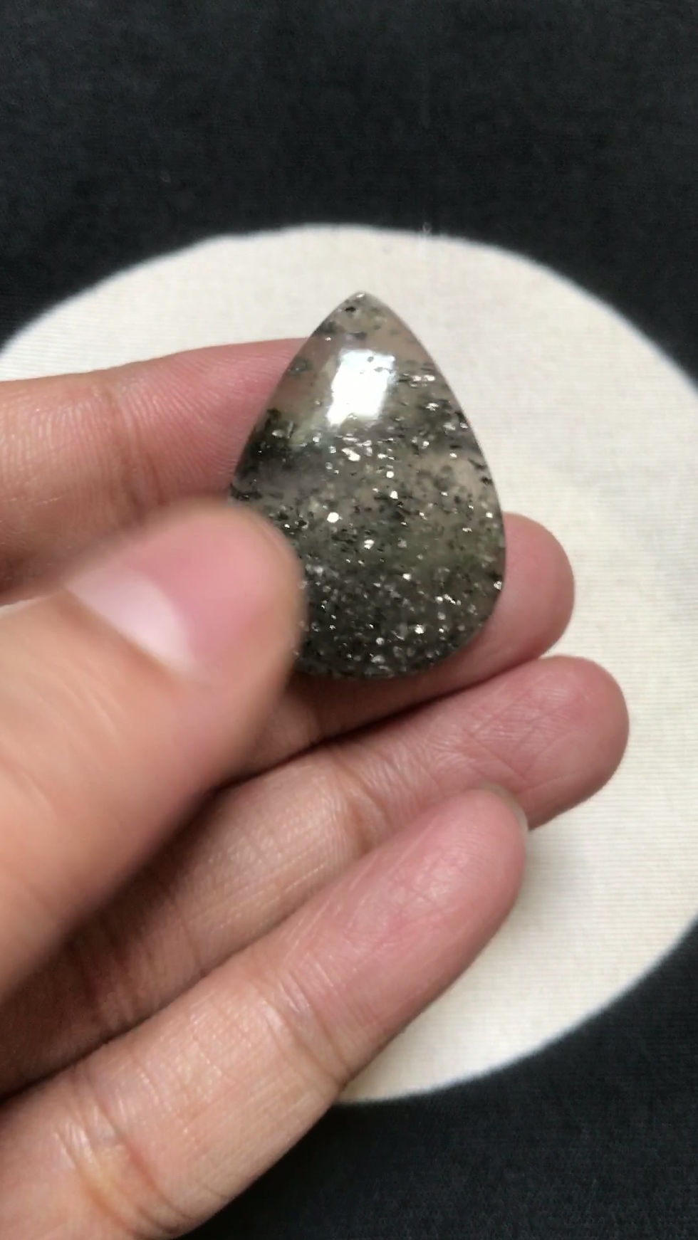 Thumbnail: Black Sunstone Silver Shine Cabochon 1 Piece Size 32  MM Approx