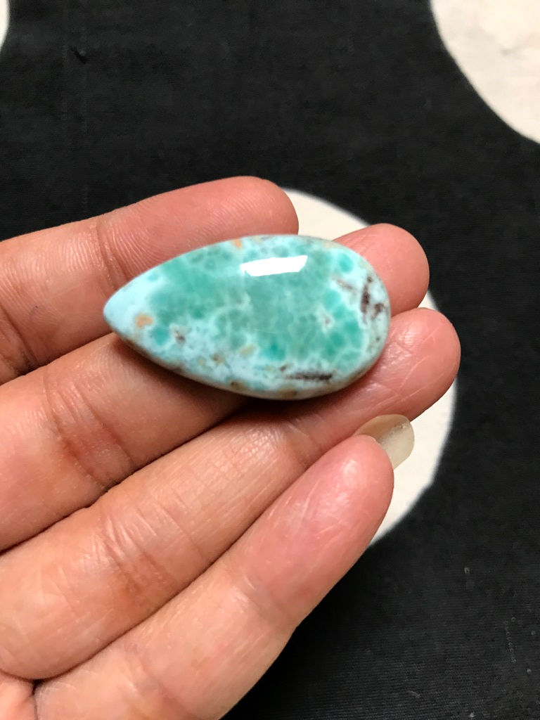 Thumbnail: Natural Larimar Cabochon 1 Piece Size 34 MM Approx