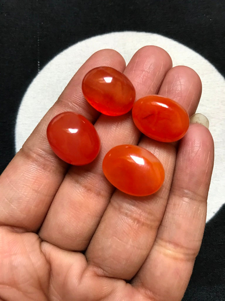 縮圖：Cornelian Cabochons 4 Piece Size 18-16 MM Approx
