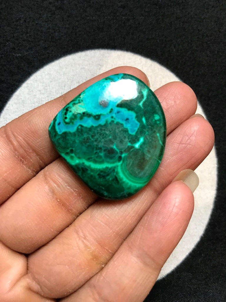 縮圖：Malachite With Chrysocolla Cabochon 1 Piece Size 35 MM Approx