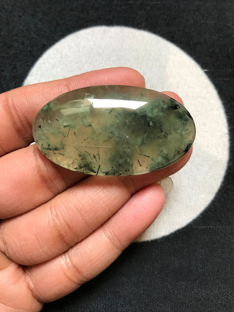 Thumbnail: Prehnite Cabochon 1 Piece Size 49 MM Approx
