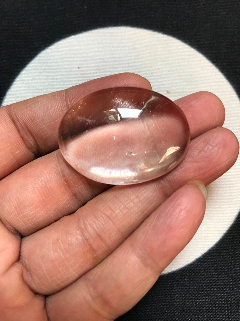 Miniature : Clear Quartz Cabochon 1 Piece Size 36 MM Approx