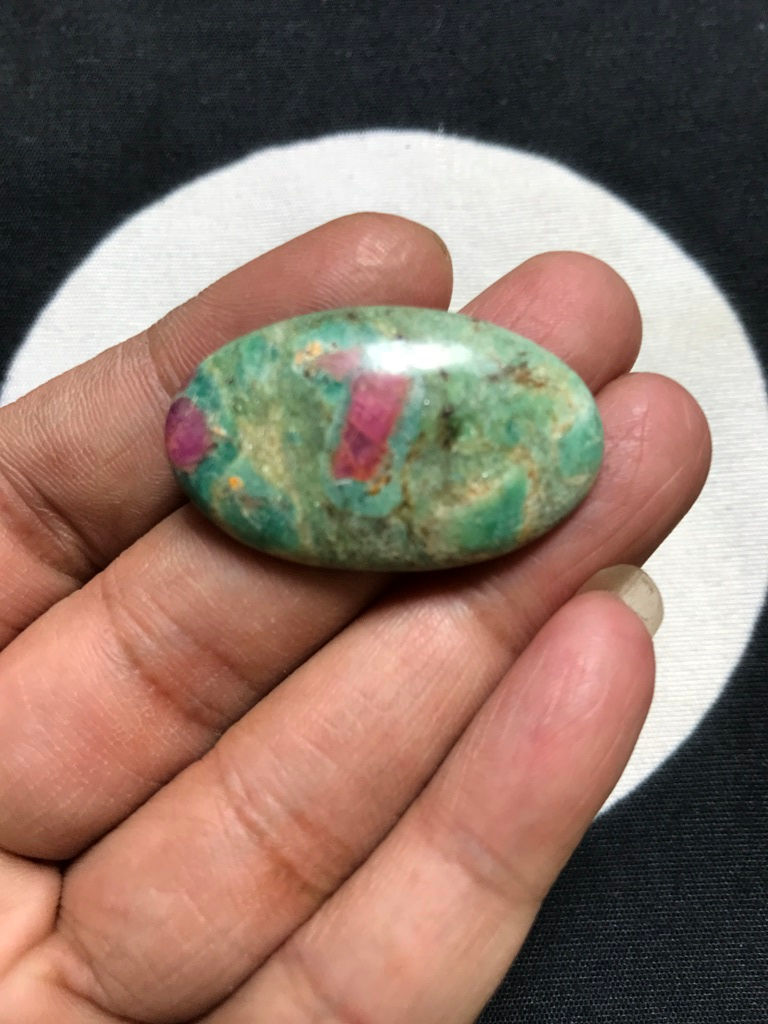 Miniature : Ruby Fuchsite Cabochon 1 Piece Size 34 MM Approx