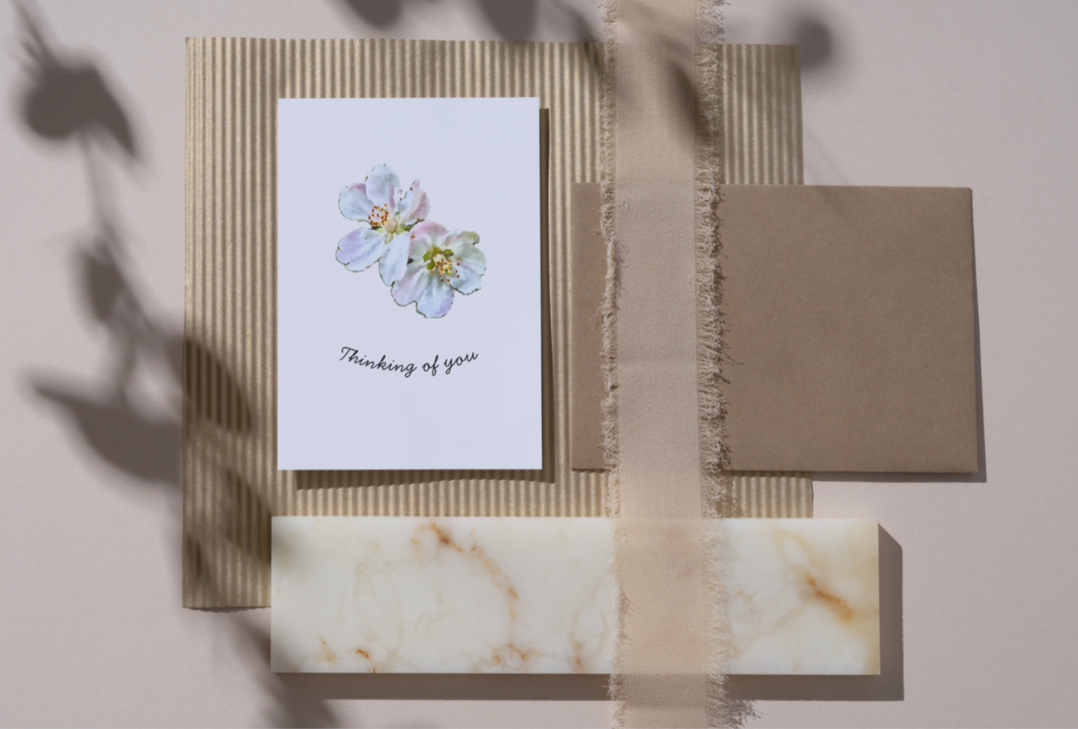 'Thinking of You' apple blossom mini card