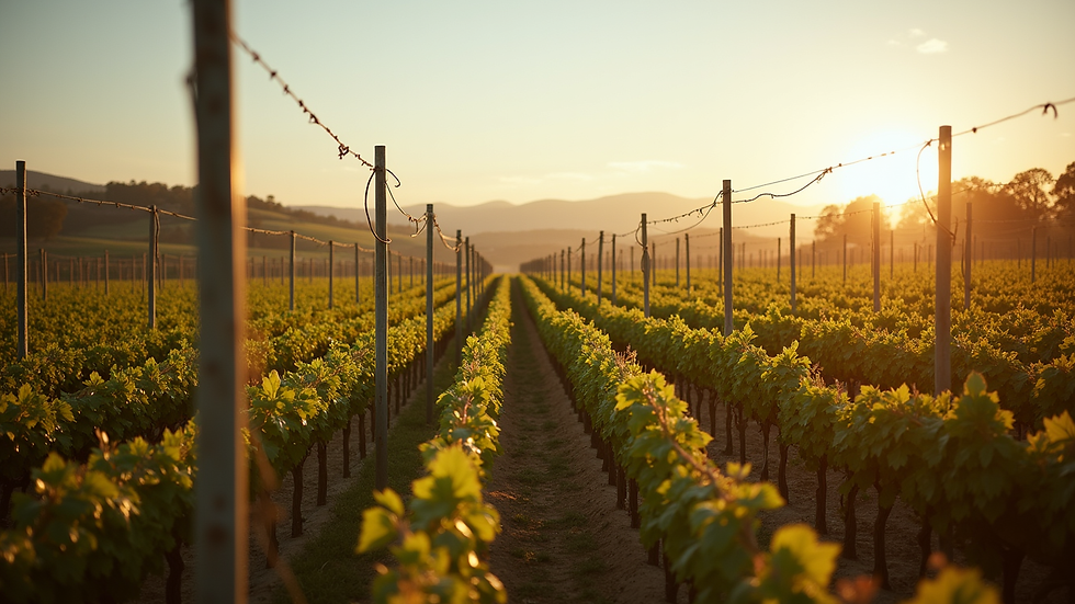 Eye-level view of a scenic vineyard in Regional Victoria