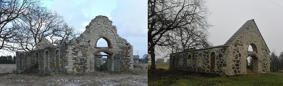 Koigi mõisa sepikoda 2008. aastal ja 2016. aasta