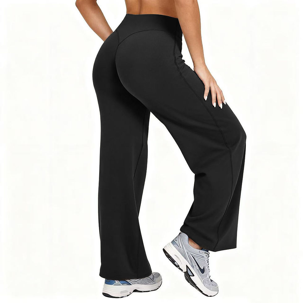 Thumbnail: Women Plus Size Yoga Wide-leg Pants High Waist Stretchy Solid Color Leggings Run