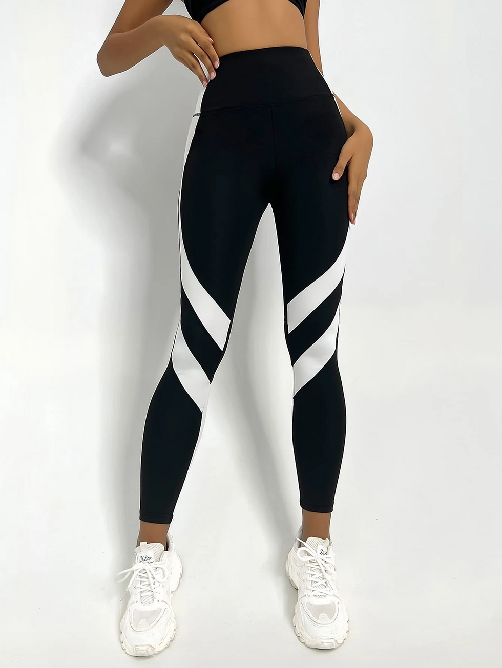 Thumbnail: Two Tone Yoga Leggings Tummy Control Sports Tights