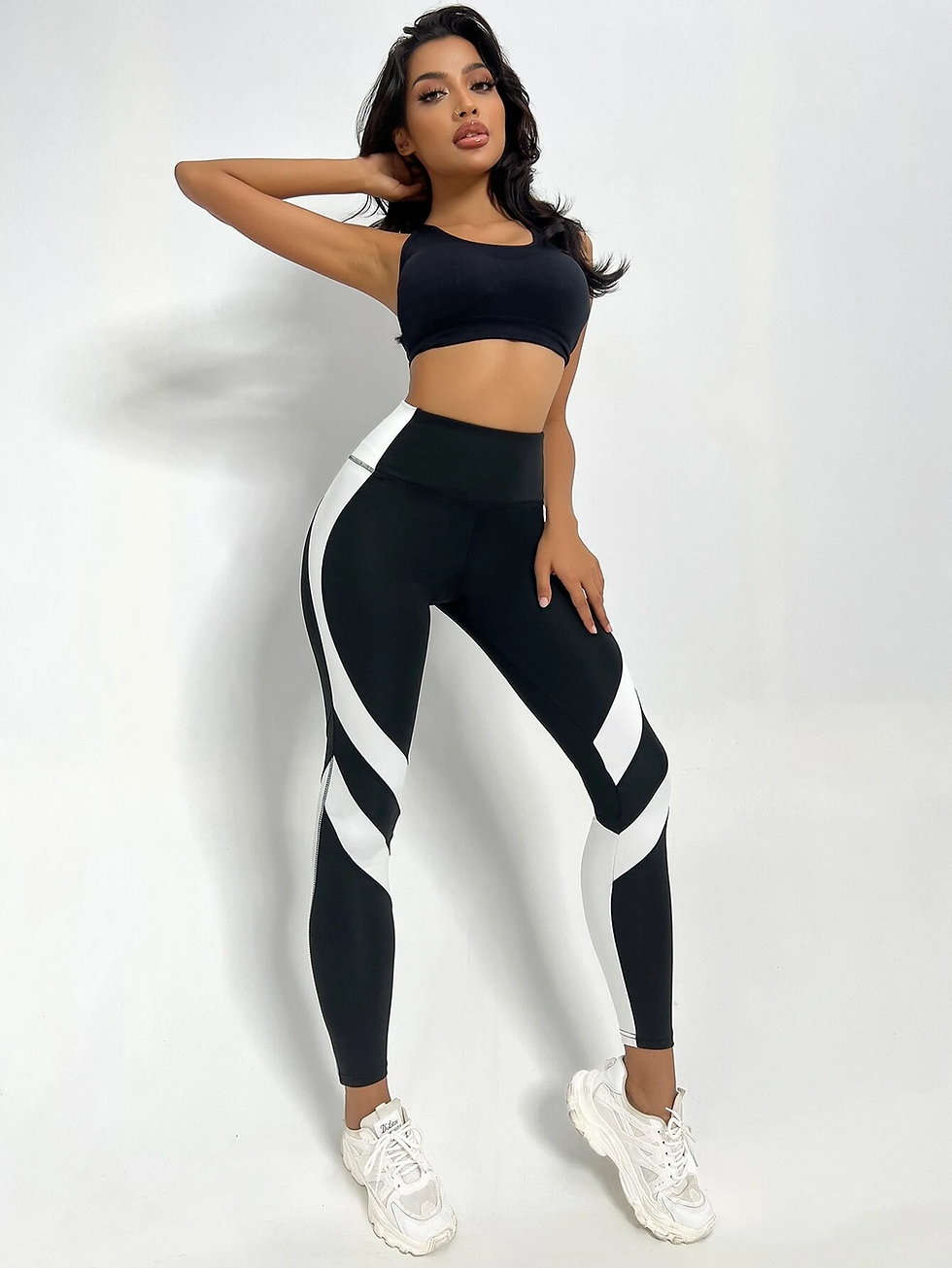 Thumbnail: Two Tone Yoga Leggings Tummy Control Sports Tights