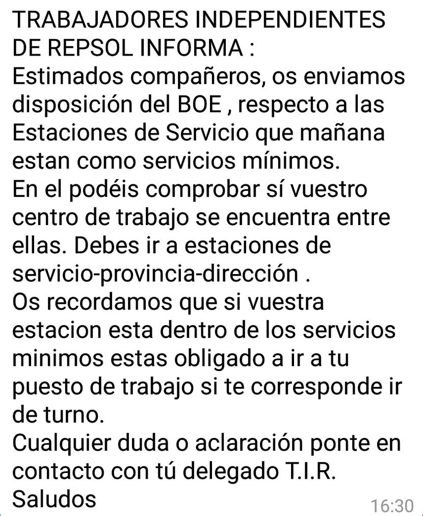 publicacion en el BOE  de las e.s de servicios minimos