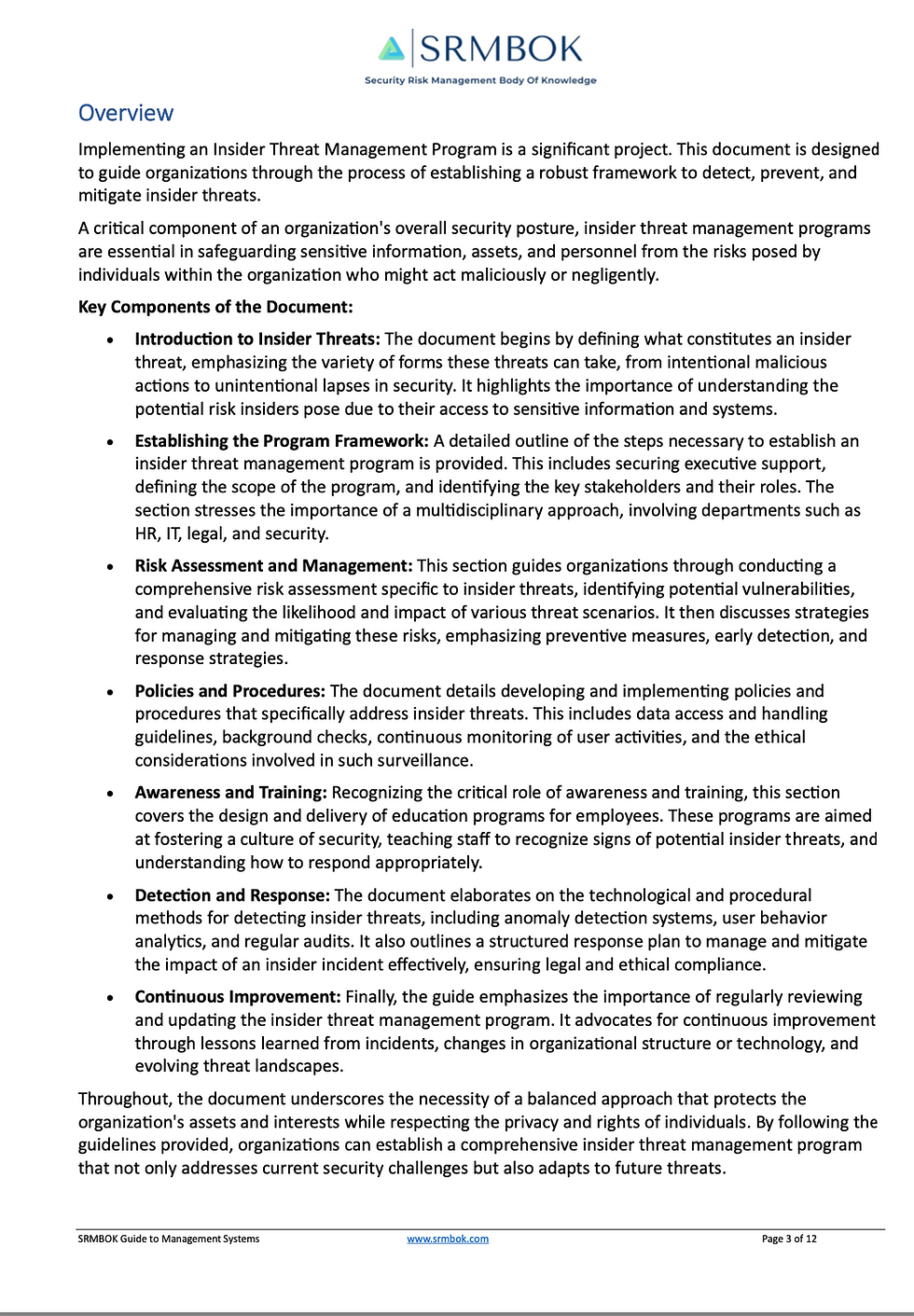 Thumbnail: SRMBOK Guide to Insider Threat Management Programs