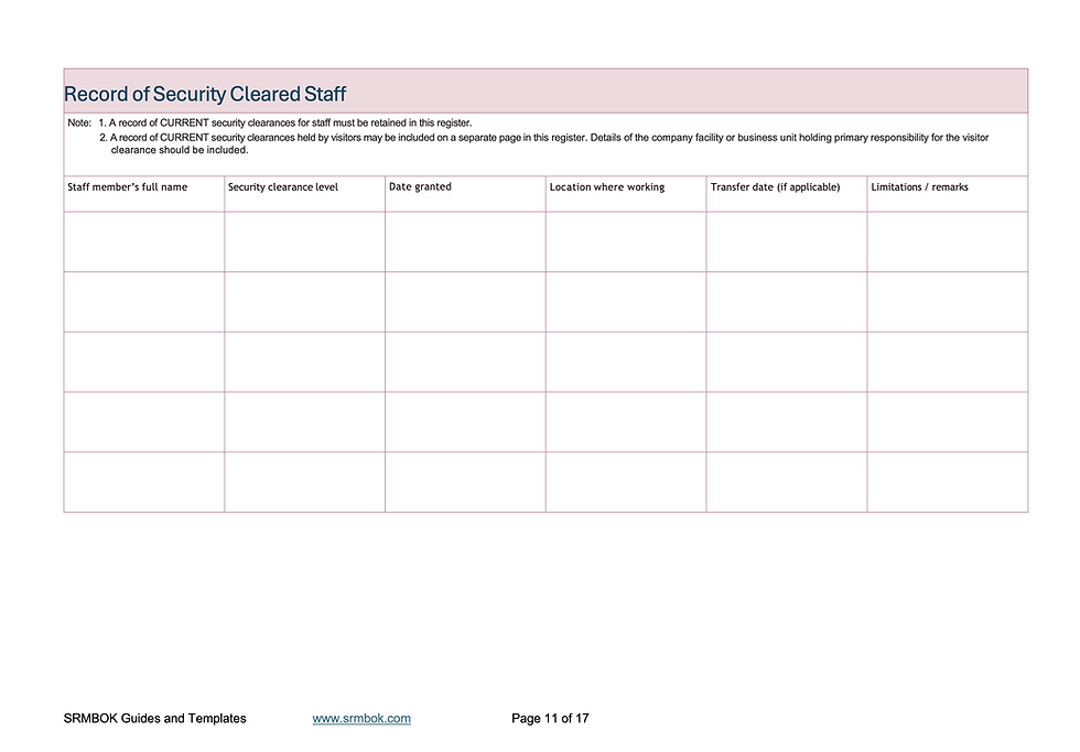 Thumbnail: SRMBOK Template 13.6 Operational Governance Registers