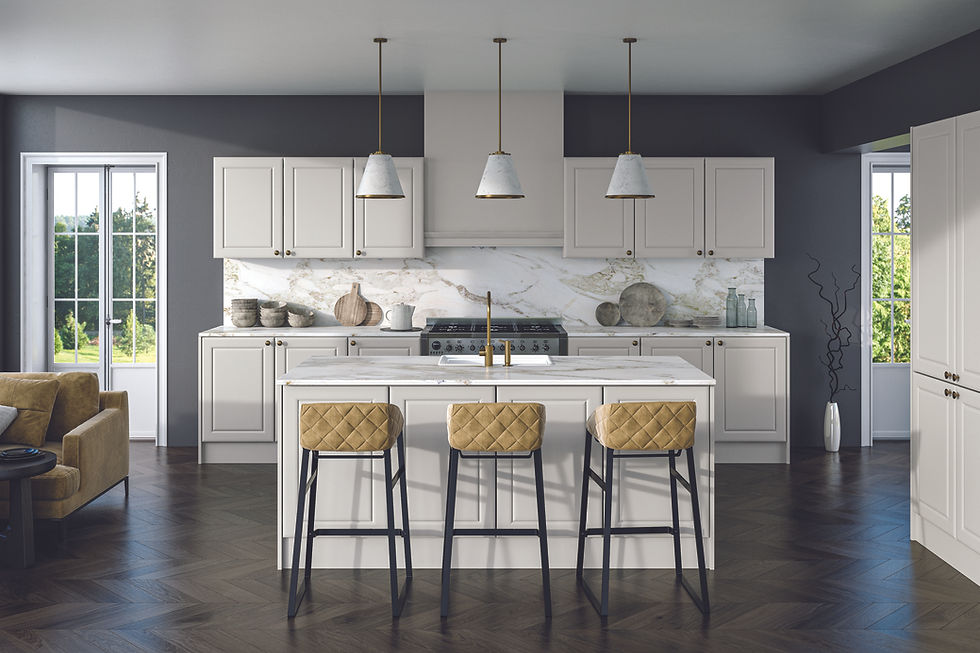 Dove grey fitted kitchen design inspiration