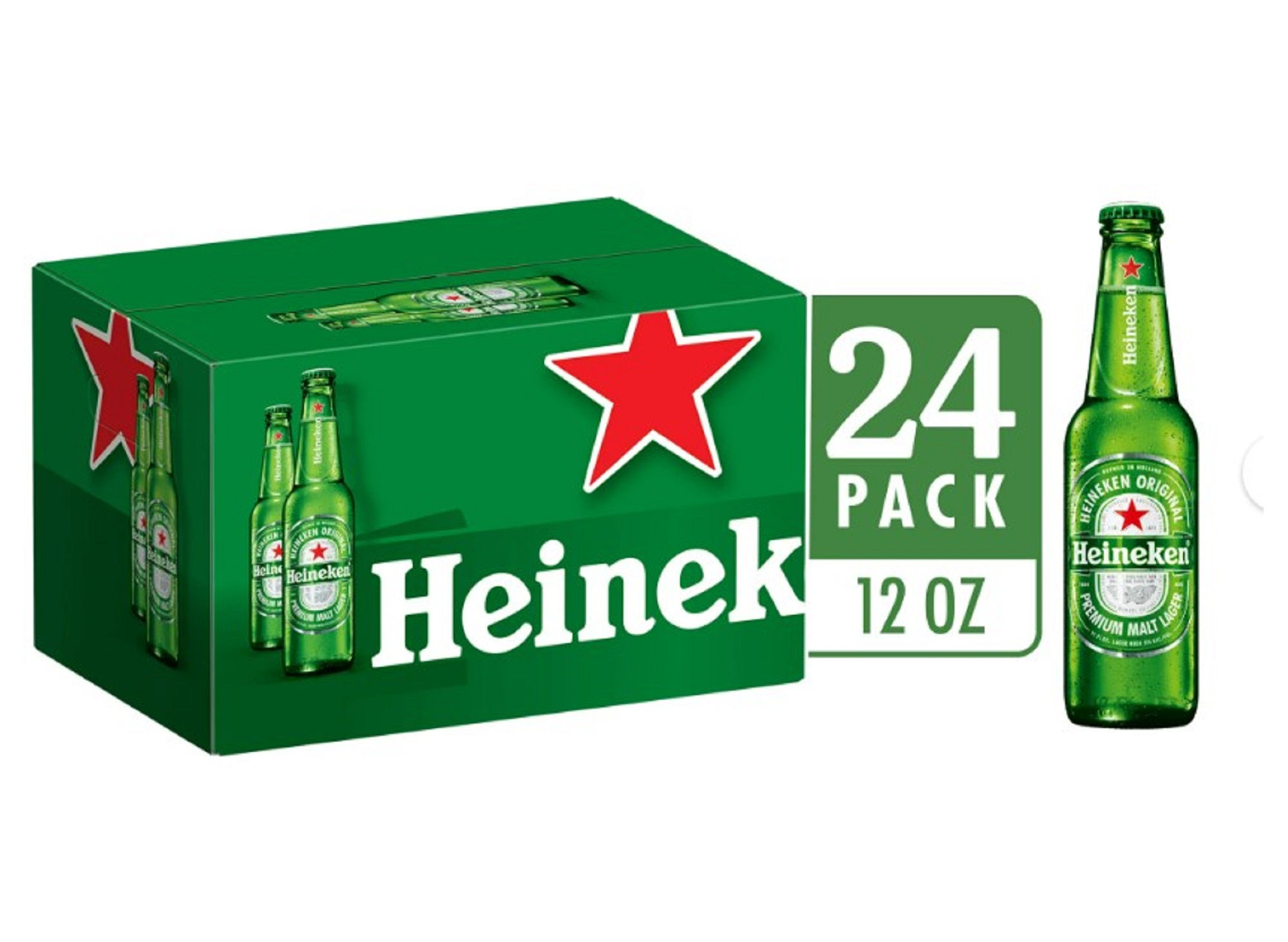 Heineken Original Larger Beer, 24 Pack 12 fl oz Bottles