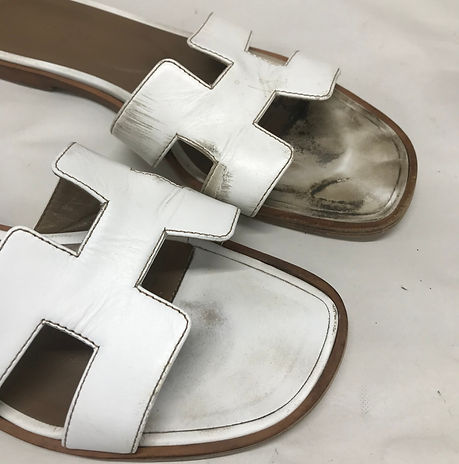 Hermes shoes before and after cleaning