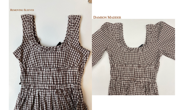 Dress before and after having sleeve removed